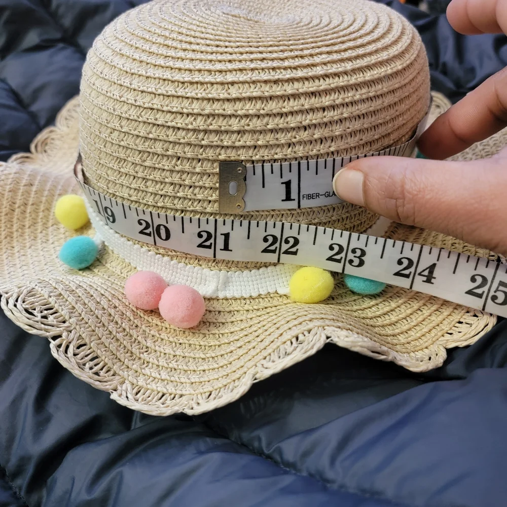 Toddler Straw & Pom Pom Summer Hat & Matching Crossbody Purse Set (One Size)